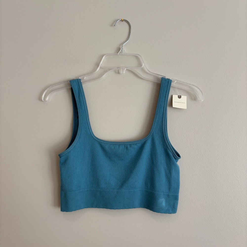 by Anthropologie Blue Scoop Neck Bra with Wide Straps